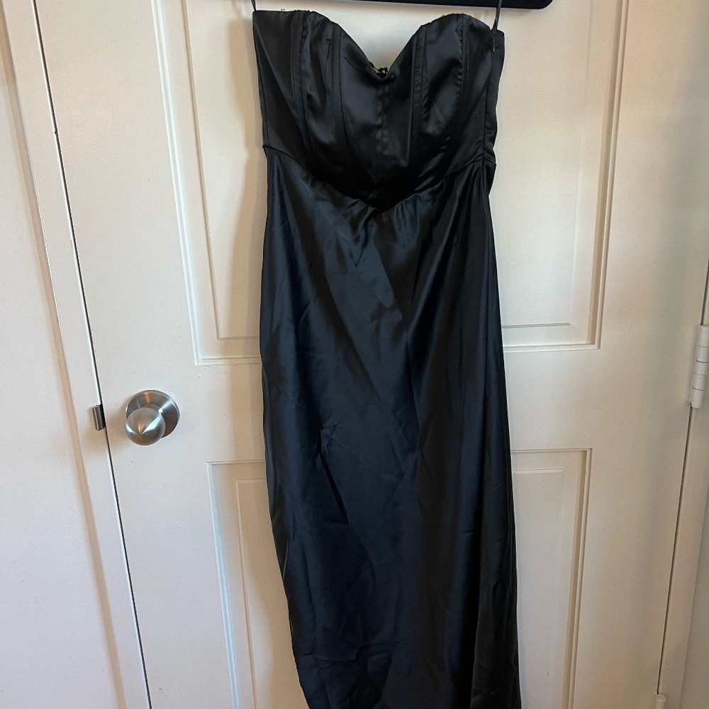Zara strapless black satin dress size M